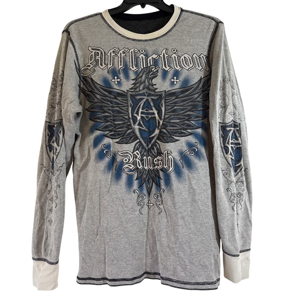 Affliction Rush Georges St Pierre Large Reversible Thermal Long Sleeve Shirt